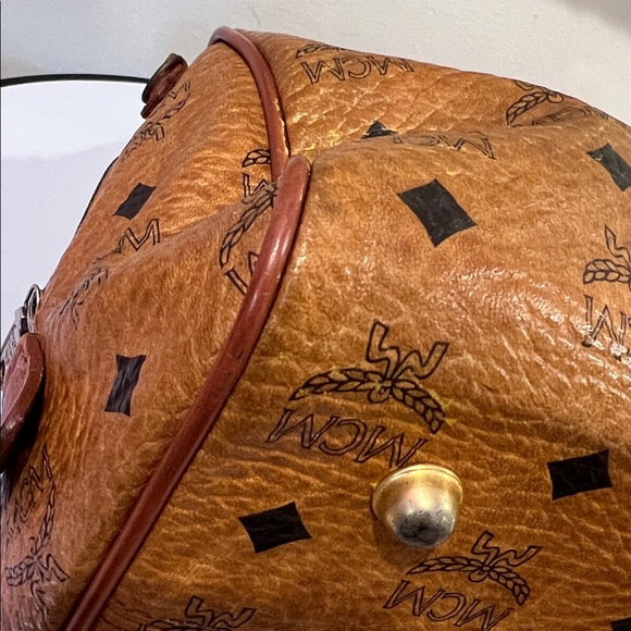 MCM Vintage Cognac Leather Satchel Boston Bag with COA - German - EUC - Picture 10 of 17